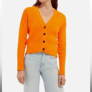 Anthropology Scotch & Soda Bright Ribbed Orange Knit Cardigan